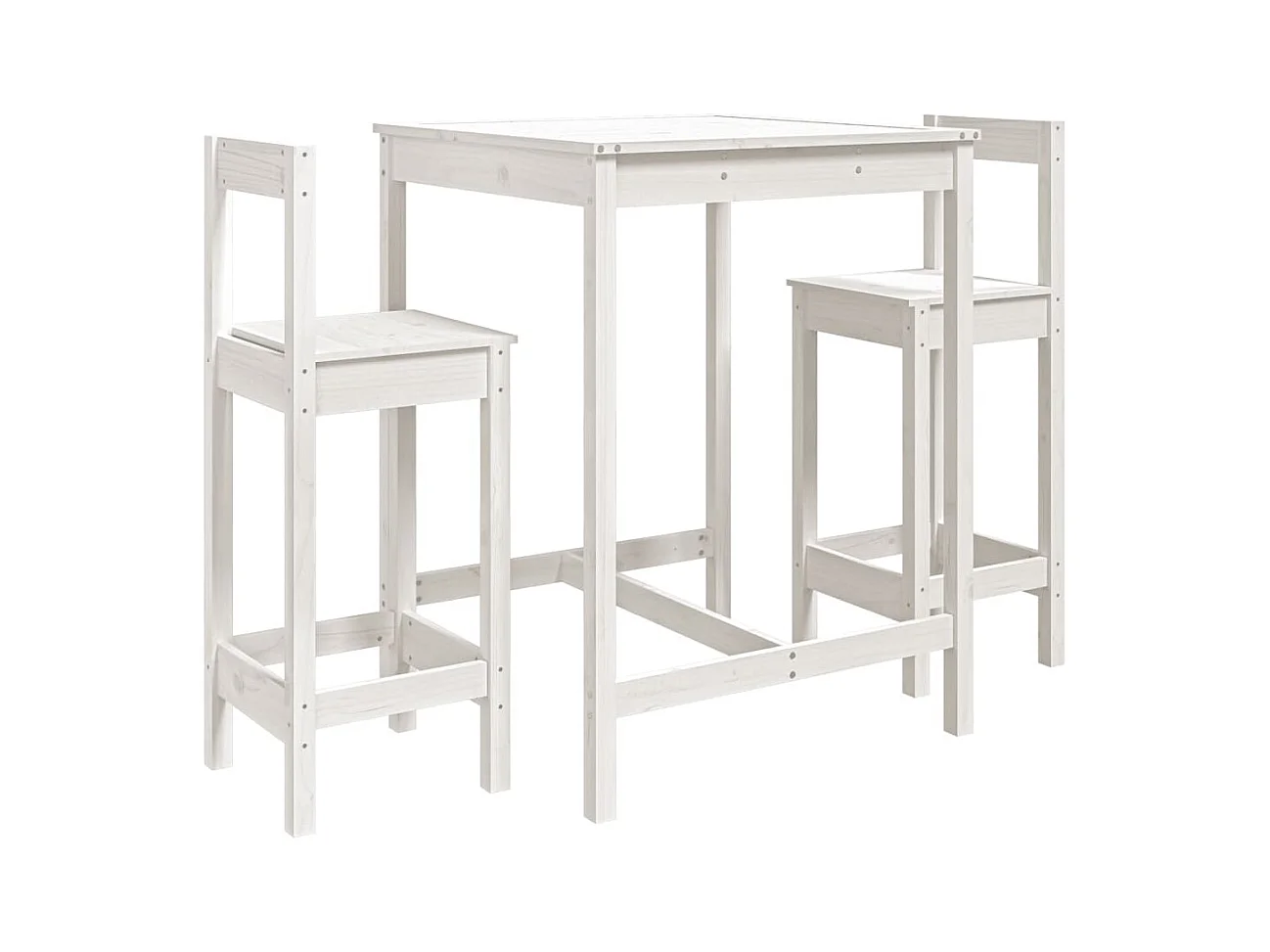 Ensemble de bar de jardin 3 pcs blanc bois de pin massif