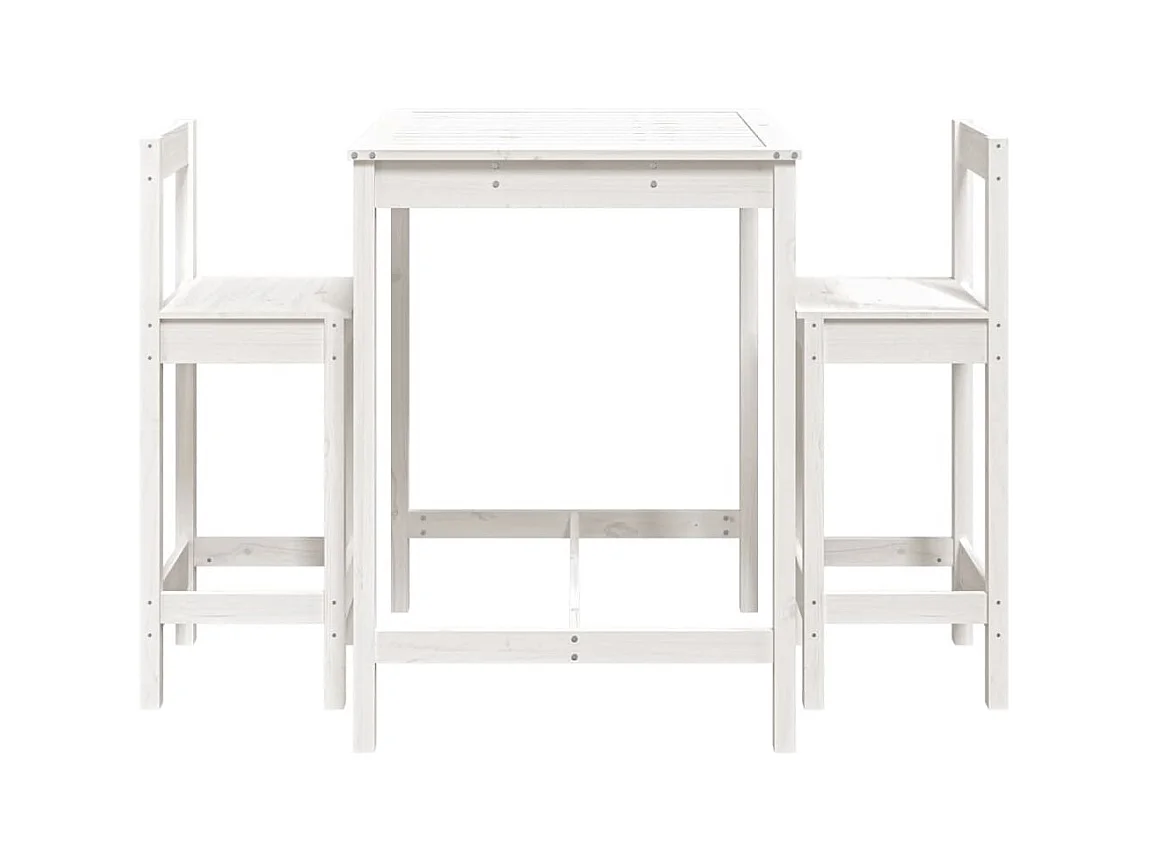Ensemble de bar de jardin 3 pcs blanc bois de pin massif