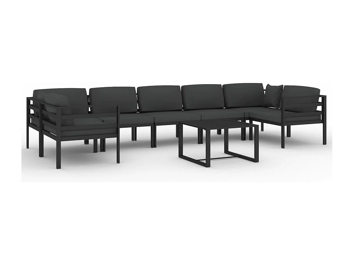 Salon de jardin 8 pcs avec coussins Aluminium Anthracite