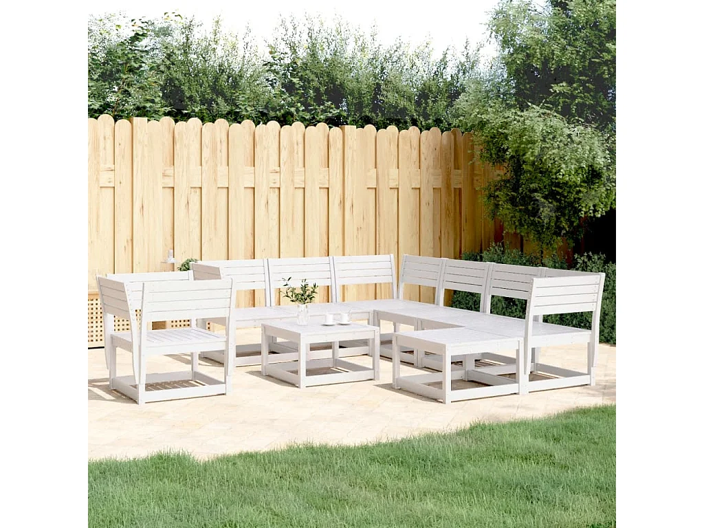 Juego de muebles de jardín 8 piezas madera maciza pino blanco