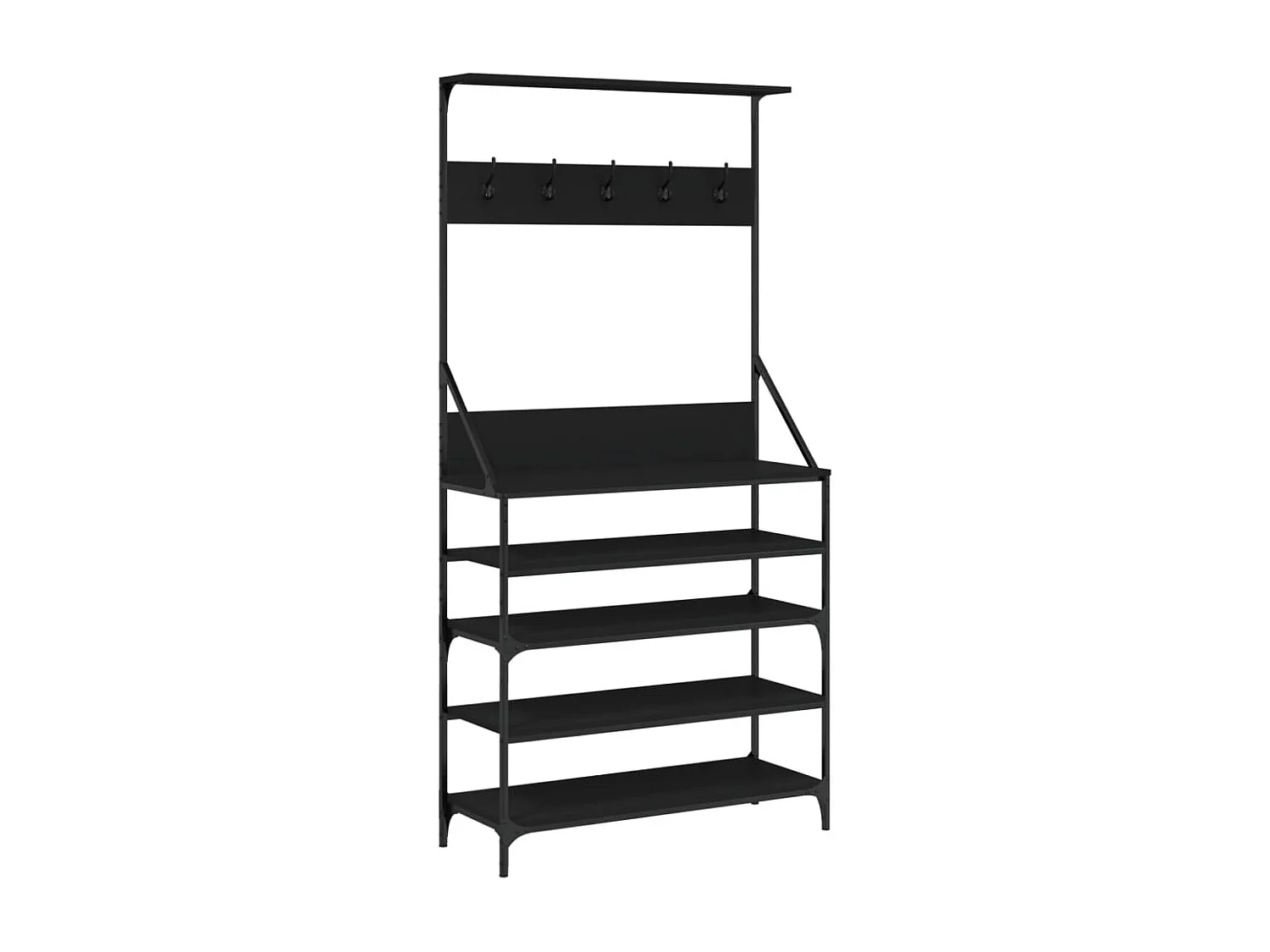 Porte-vêtements et rangement des chaussures noir 90x34x184 cm