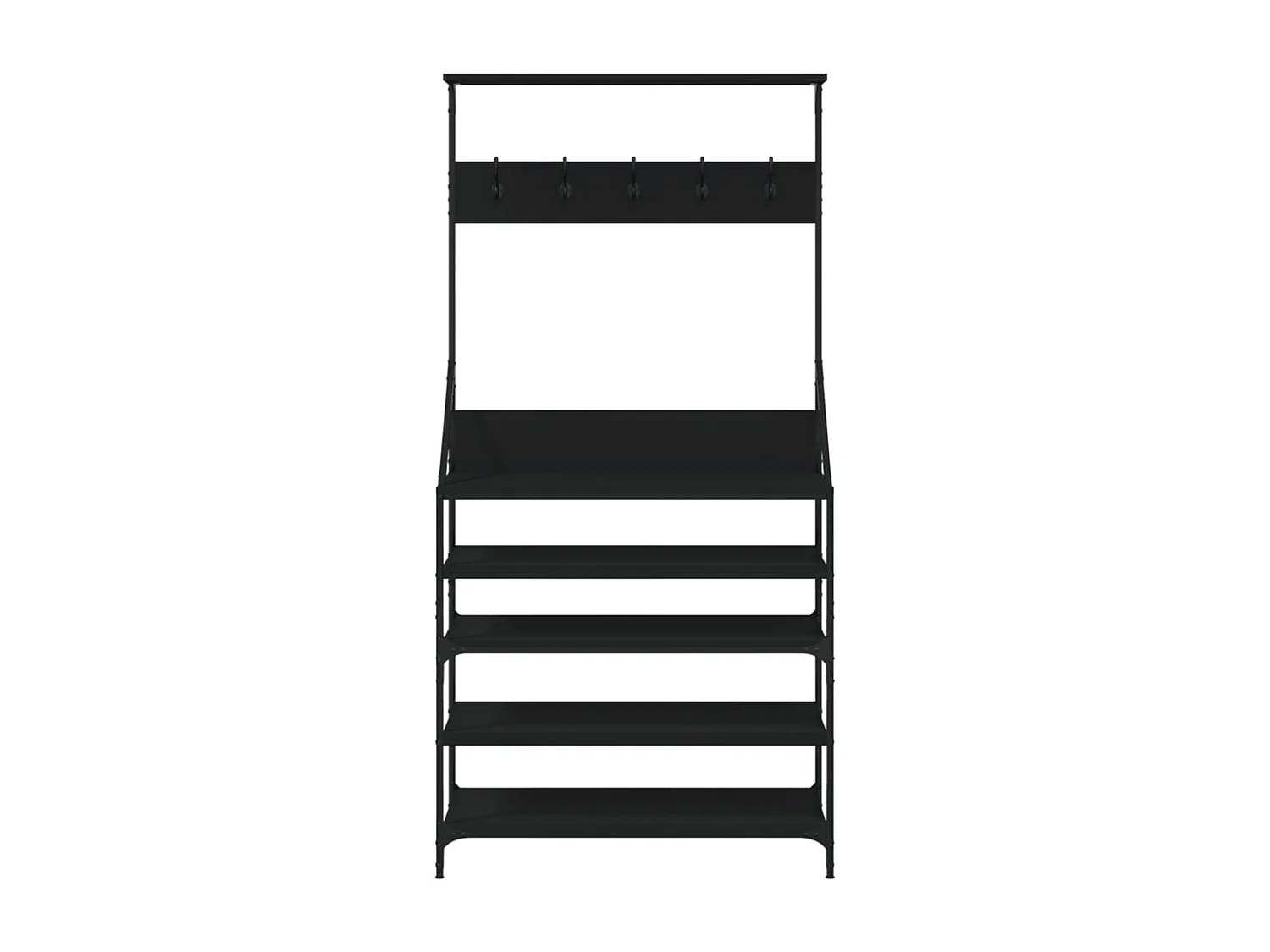 Porte-vêtements et rangement des chaussures noir 90x34x184 cm