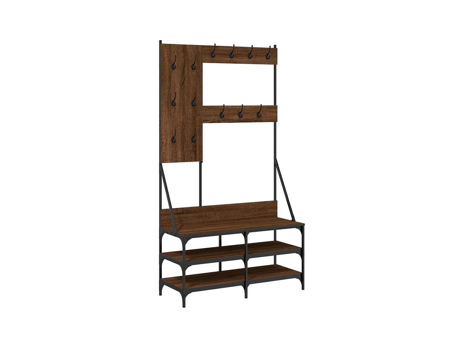 Porte-vêtements et rangement des chaussures chêne marron