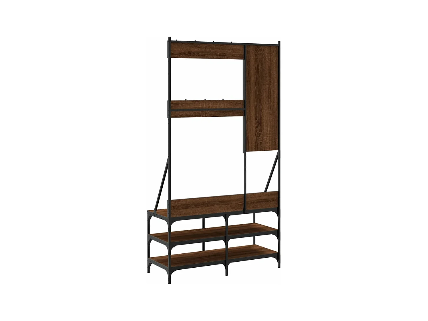Porte-vêtements et rangement des chaussures chêne marron