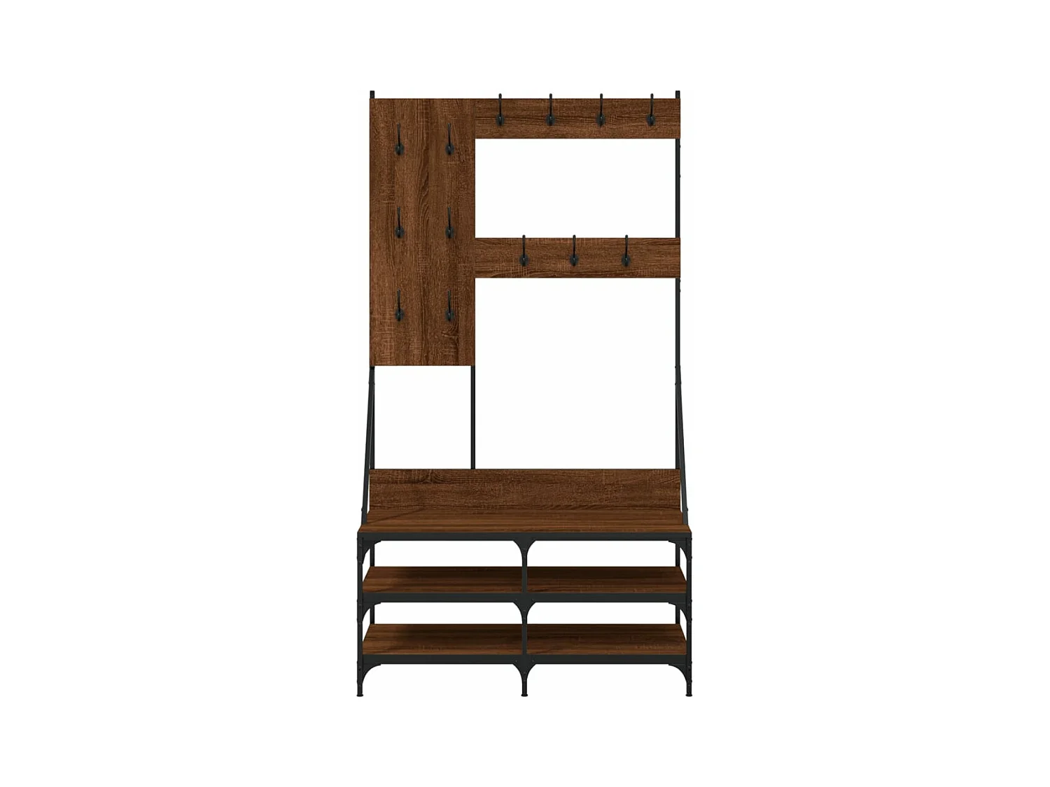 Porte-vêtements et rangement des chaussures chêne marron