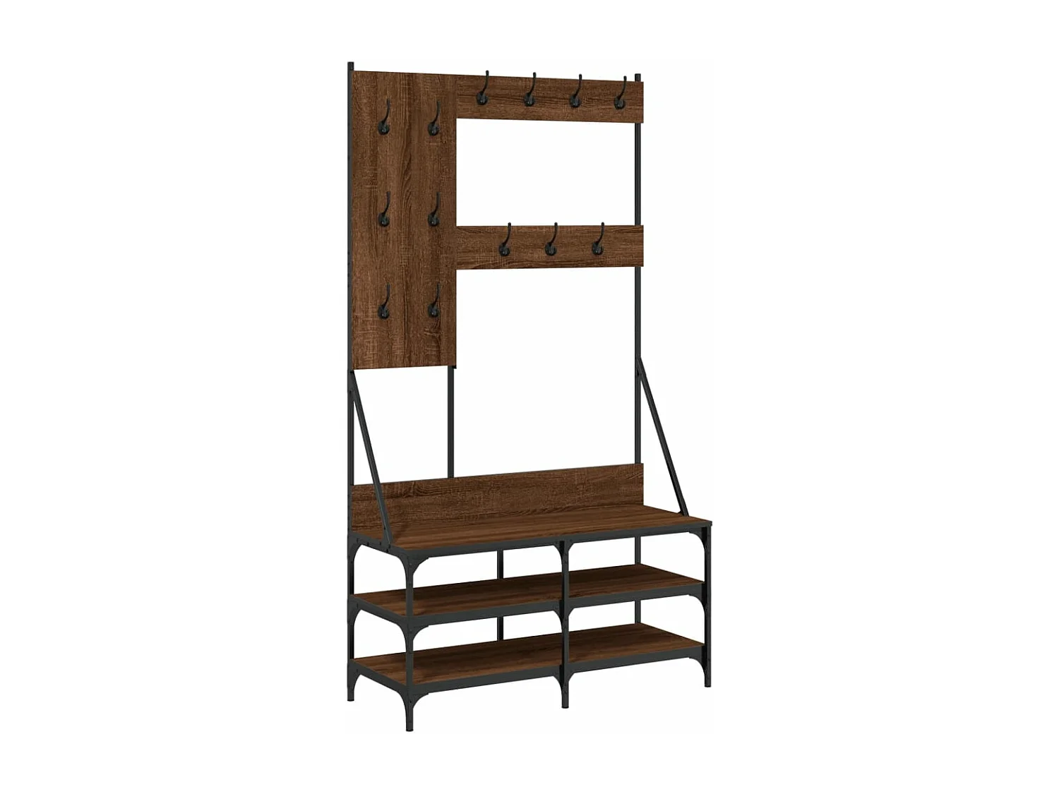 Porte-vêtements et rangement des chaussures chêne marron