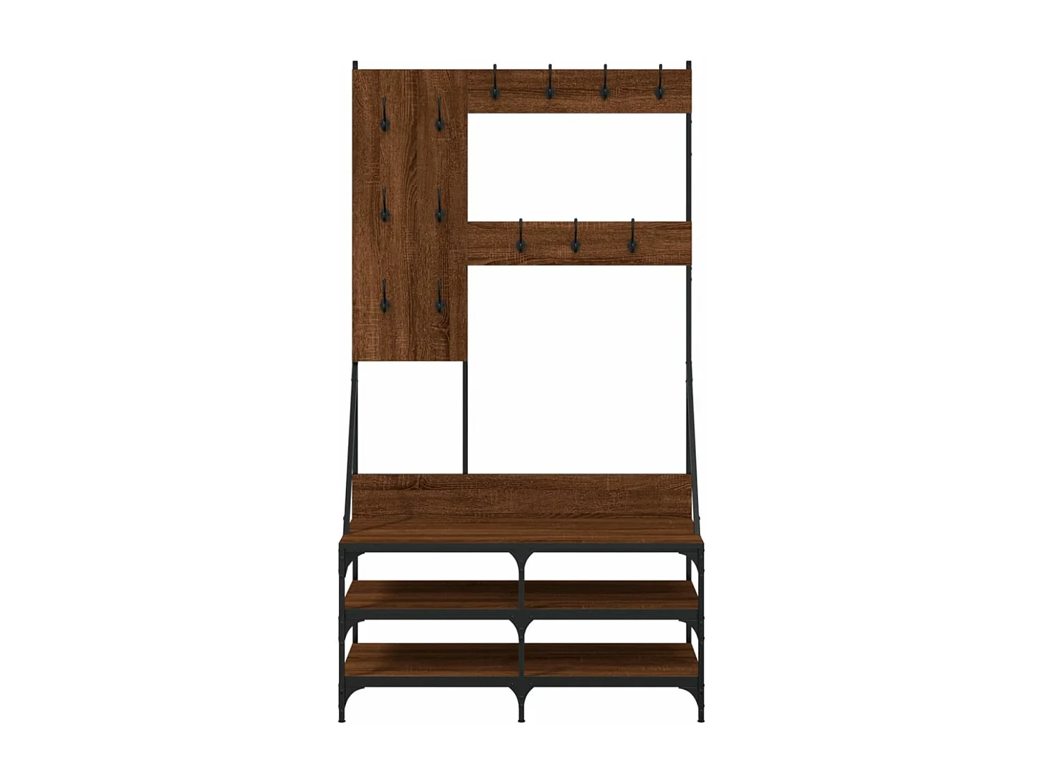 Porte-vêtements et rangement des chaussures chêne marron