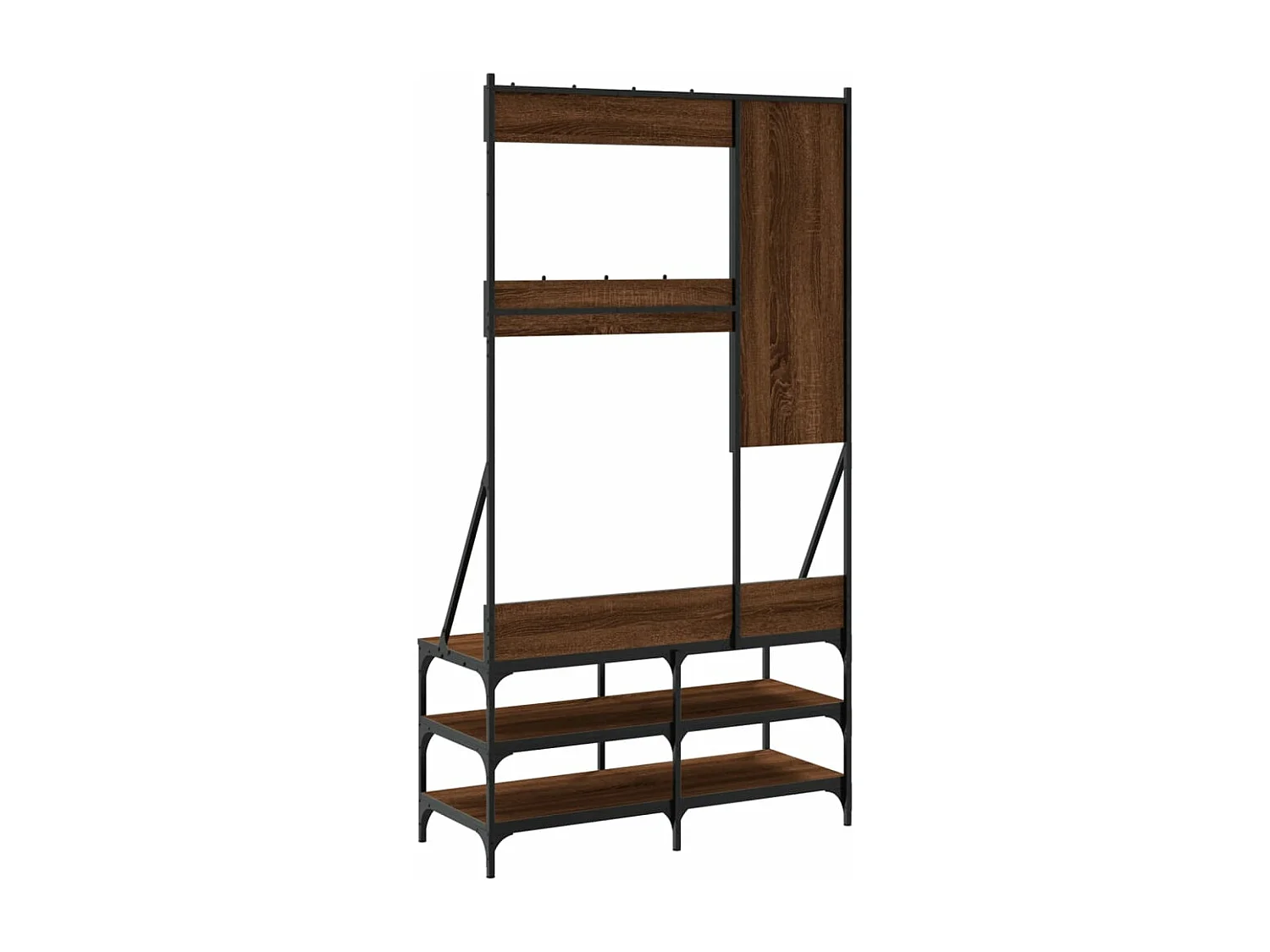 Porte-vêtements et rangement des chaussures chêne marron