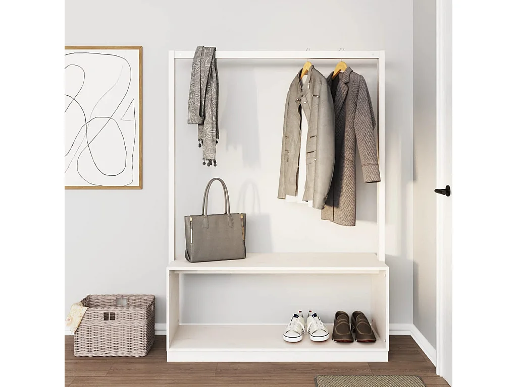 Porte-vêtements et rangement des chaussures bois massif de pin