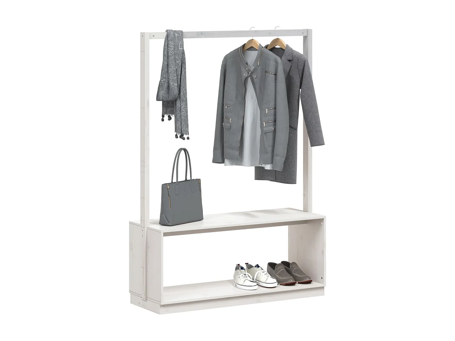Porte-vêtements et rangement des chaussures bois massif de pin