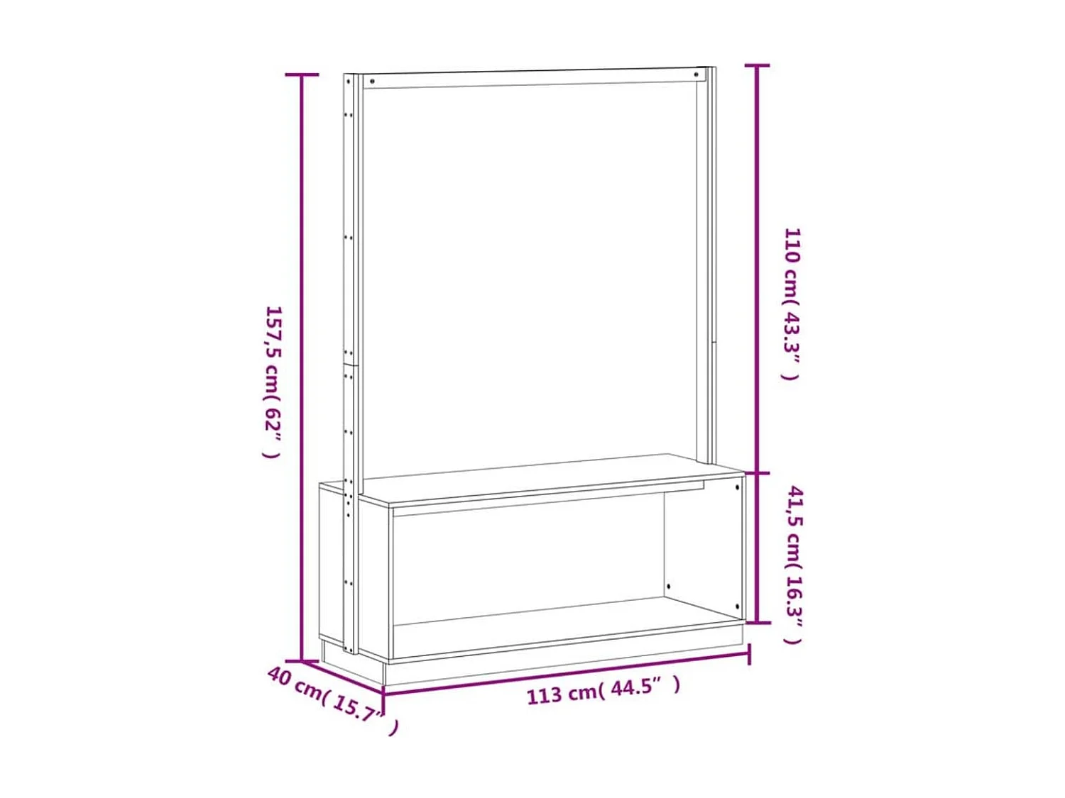 Porte-vêtements et rangement des chaussures bois massif de pin
