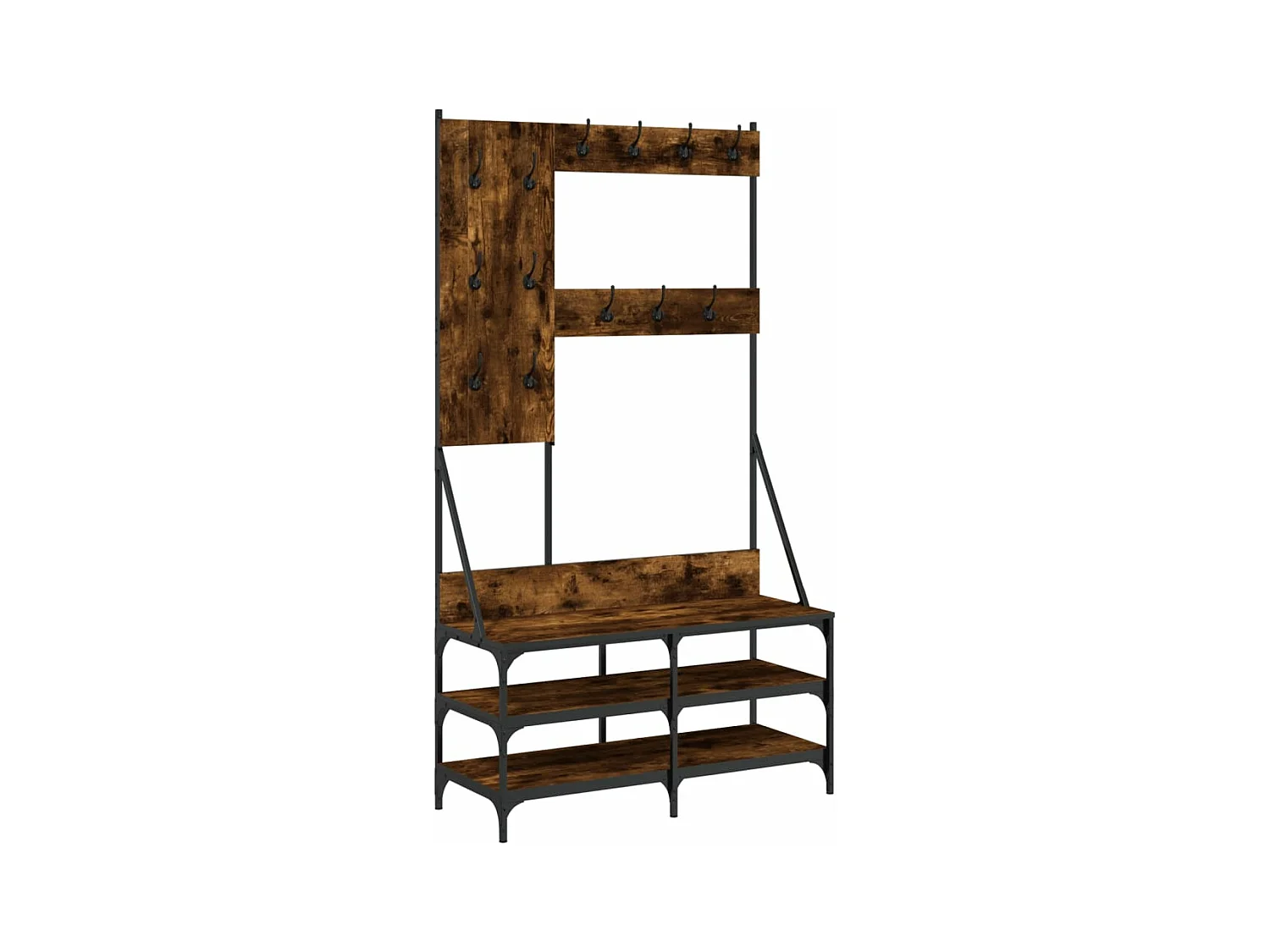 Porte-vêtements et rangement des chaussures chêne fumé