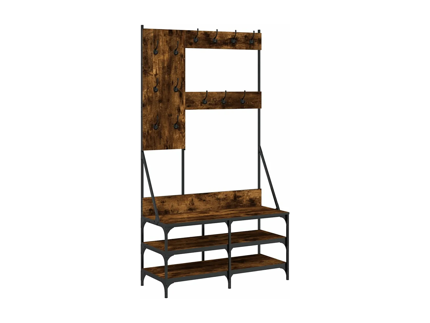 Porte-vêtements et rangement des chaussures chêne fumé