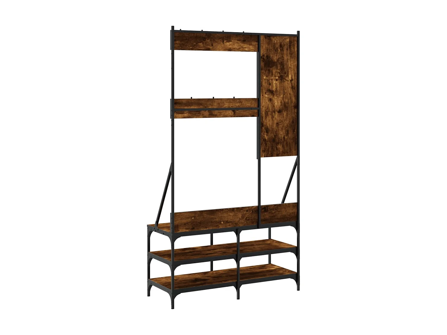 Porte-vêtements et rangement des chaussures chêne fumé