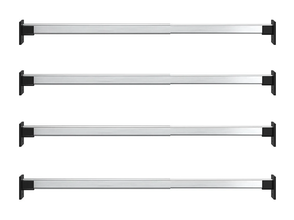 Rails de garde-robe télescopiques 4 pcs Argenté 58-100 cm