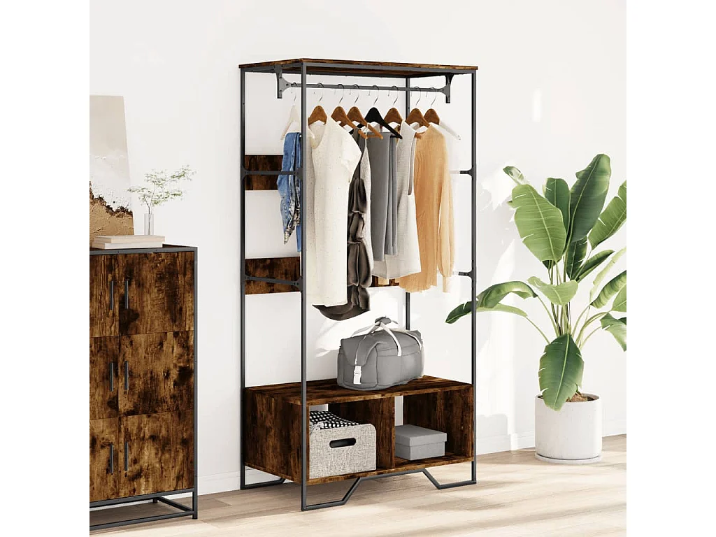 Armoire chêne fumé 90x50x180 cm bois d'ingénierie