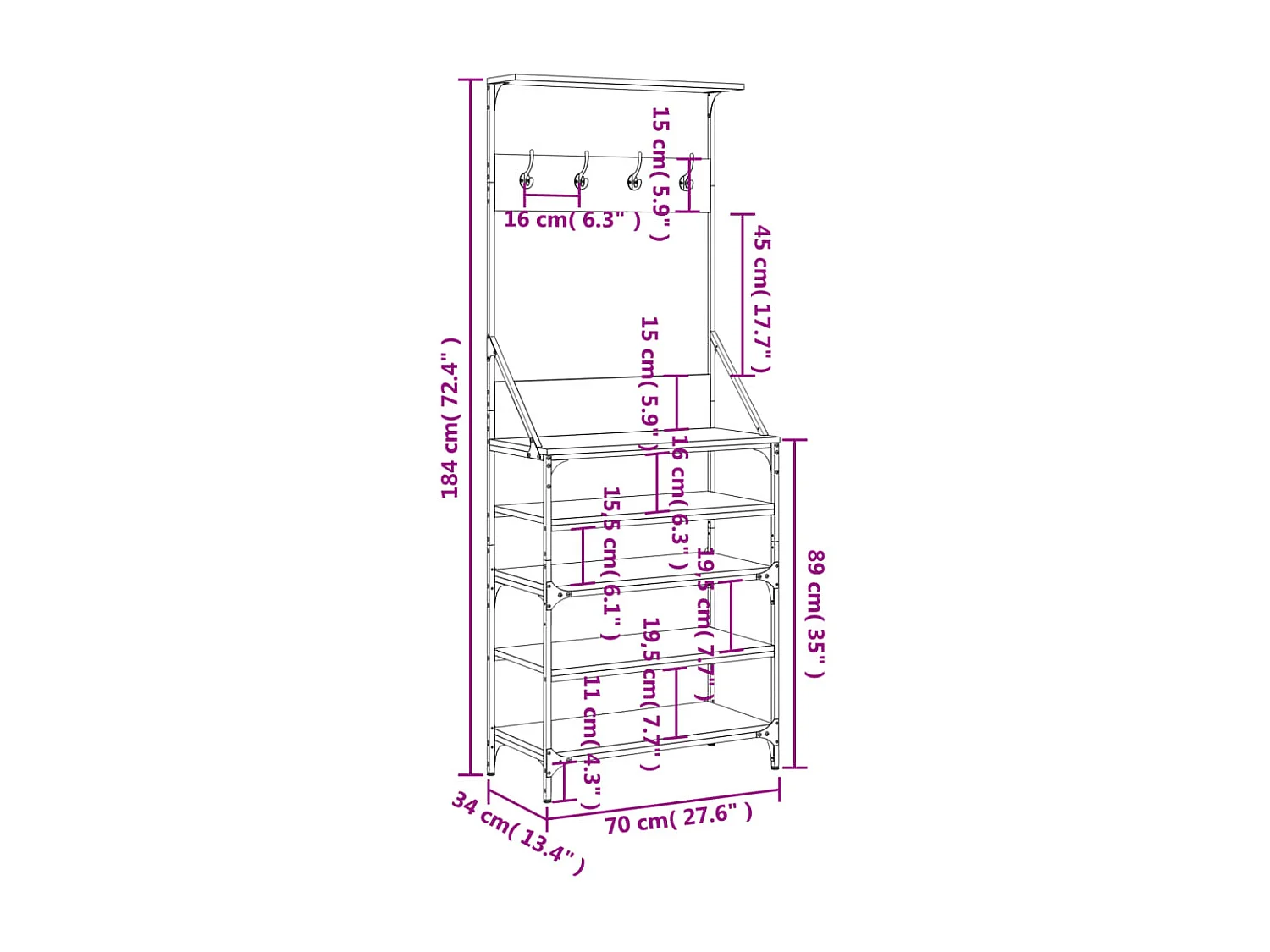 Perchero y zapatero sonoma gris