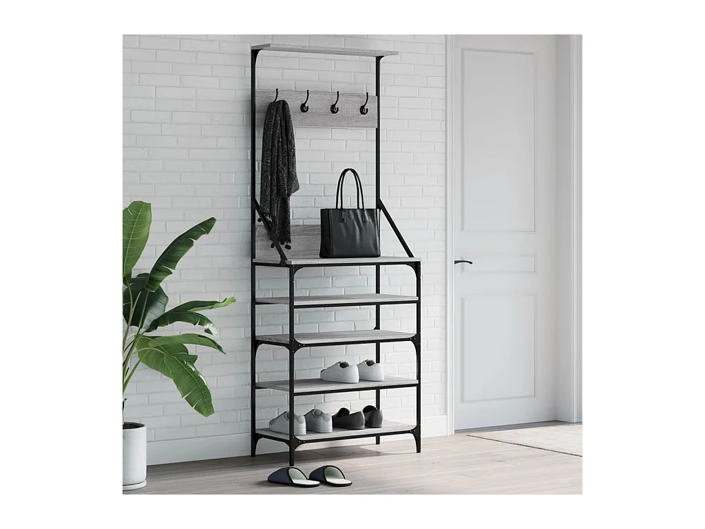 Porte-vêtements et rangement des chaussures sonoma gris