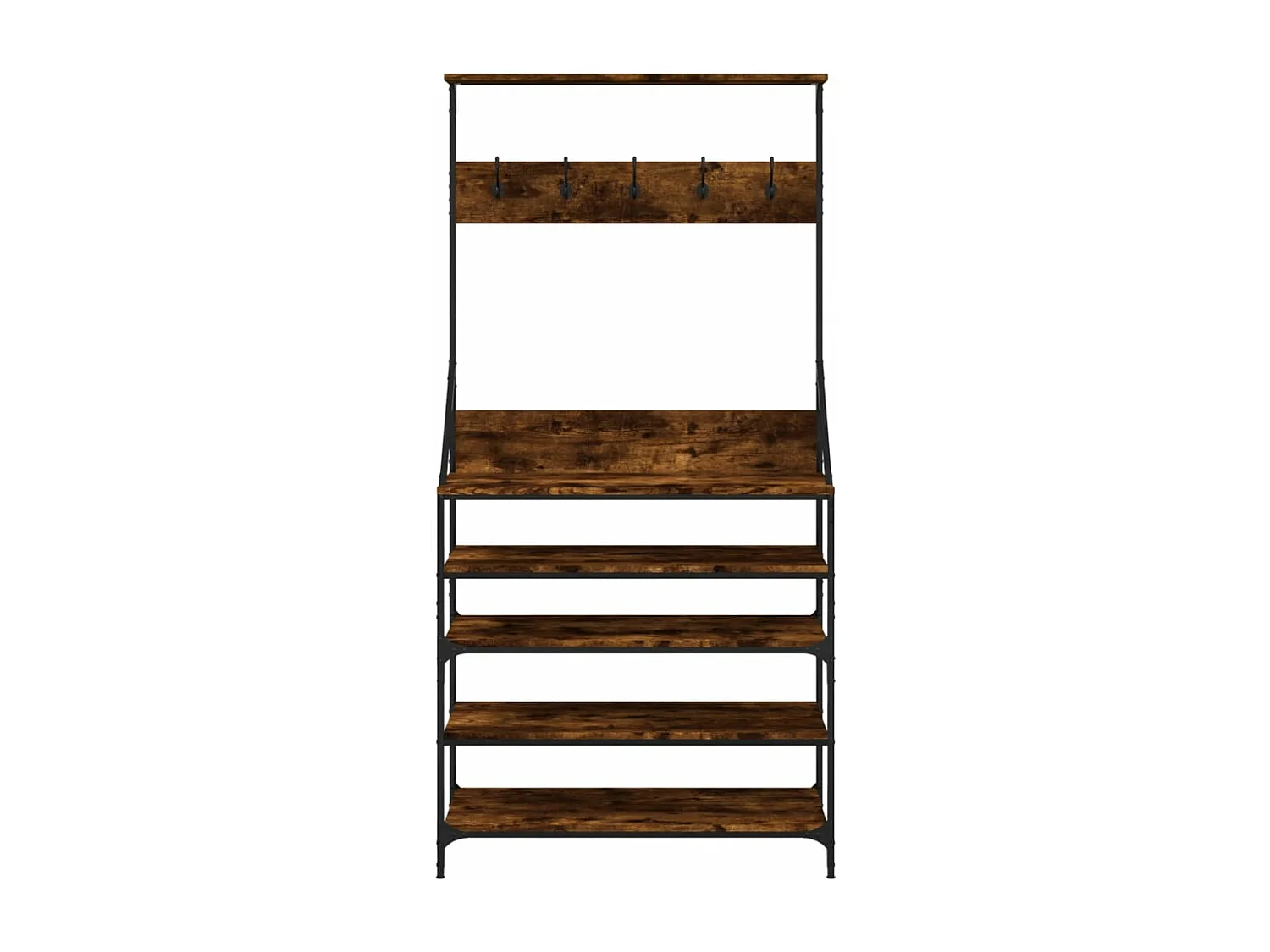 Porte-vêtements et rangement des chaussures chêne fumé