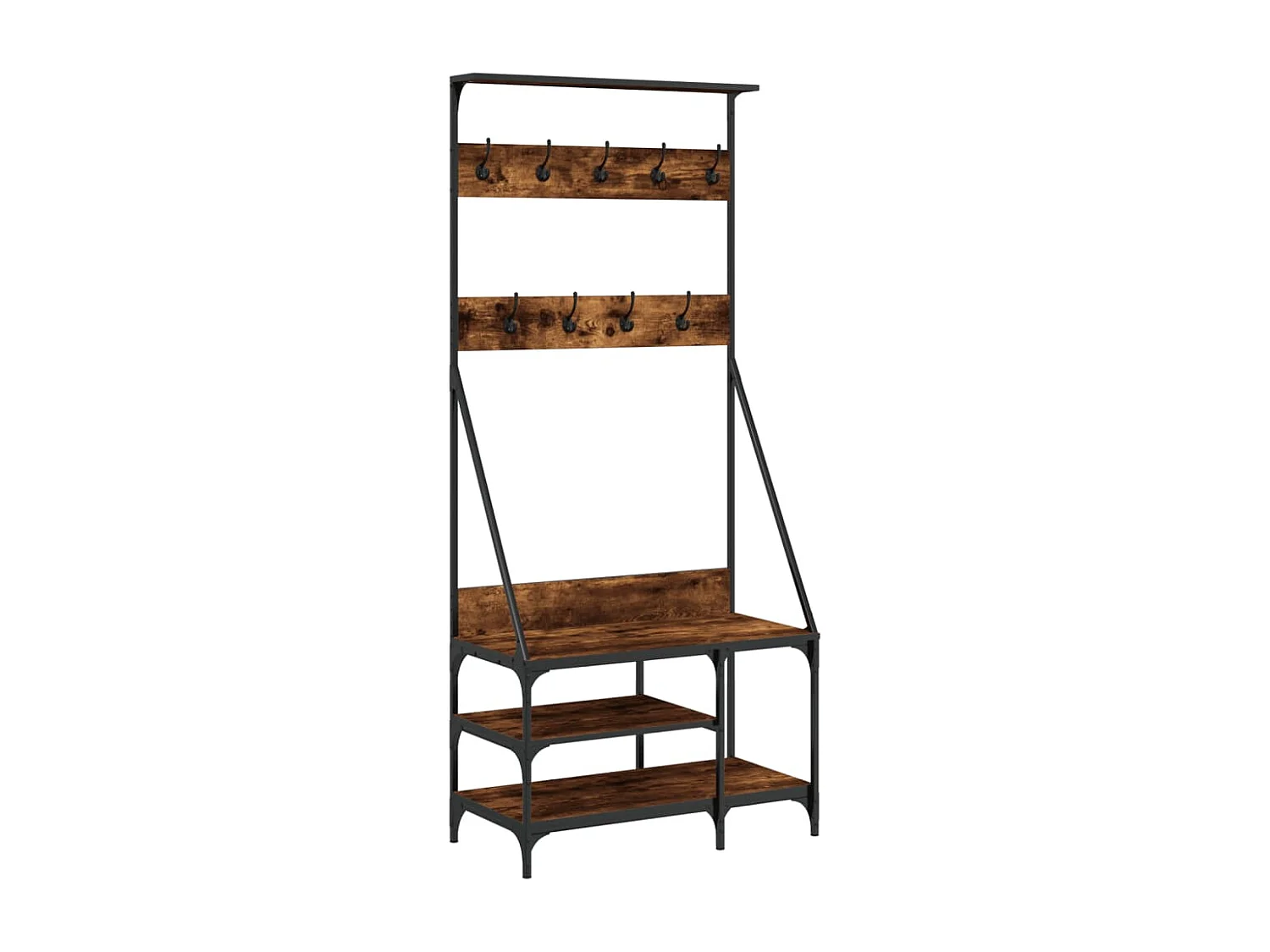 Porte-vêtements et rangement des chaussures chêne fumé