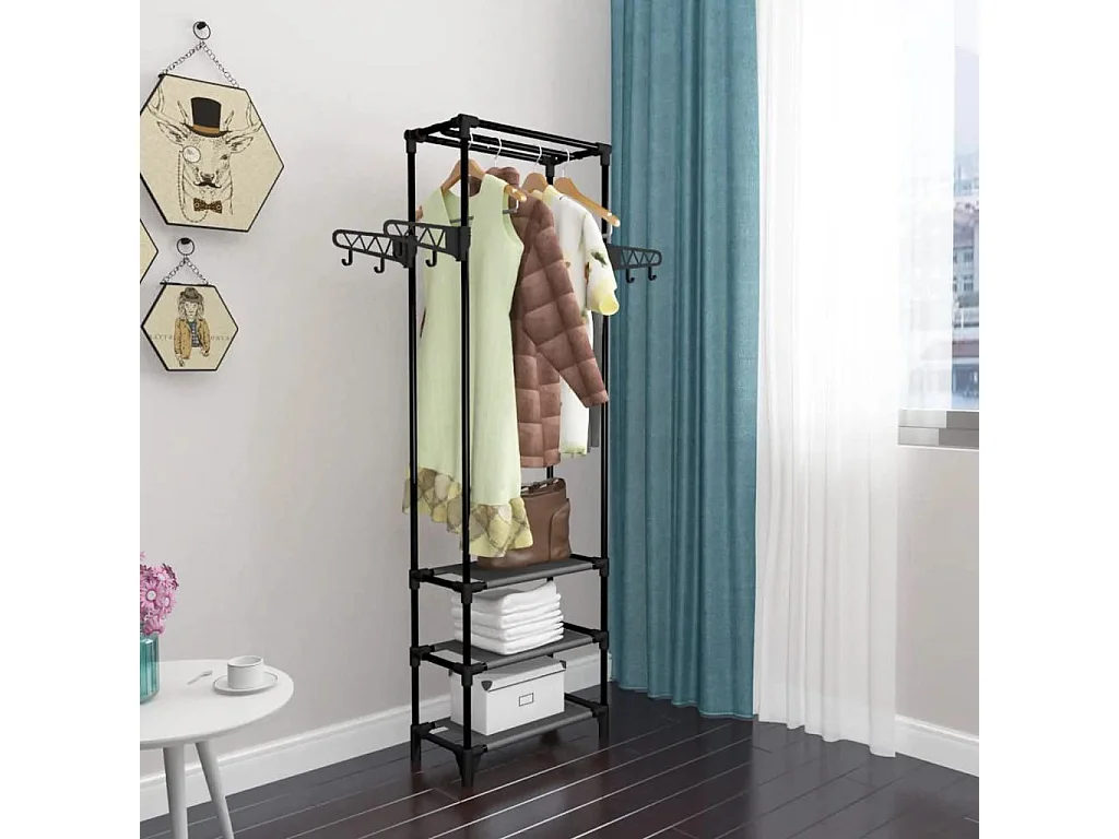 Porte-vêtements Acier et tissu non-tissé 55x28,5x175 cm Noir