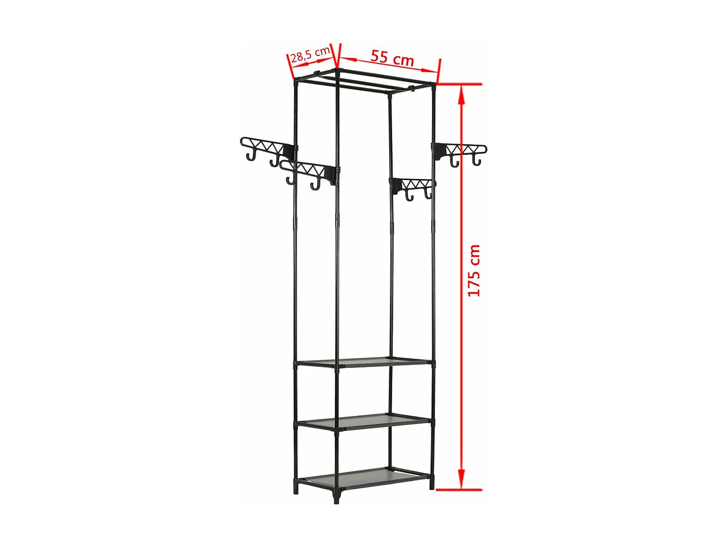 Porte-vêtements Acier et tissu non-tissé 55x28,5x175 cm Noir