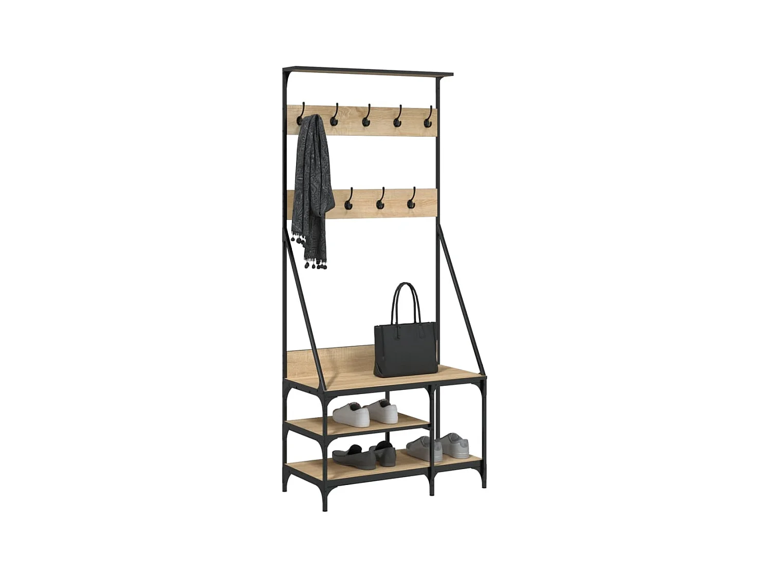 Porte-vêtements et rangement des chaussures chêne sonoma