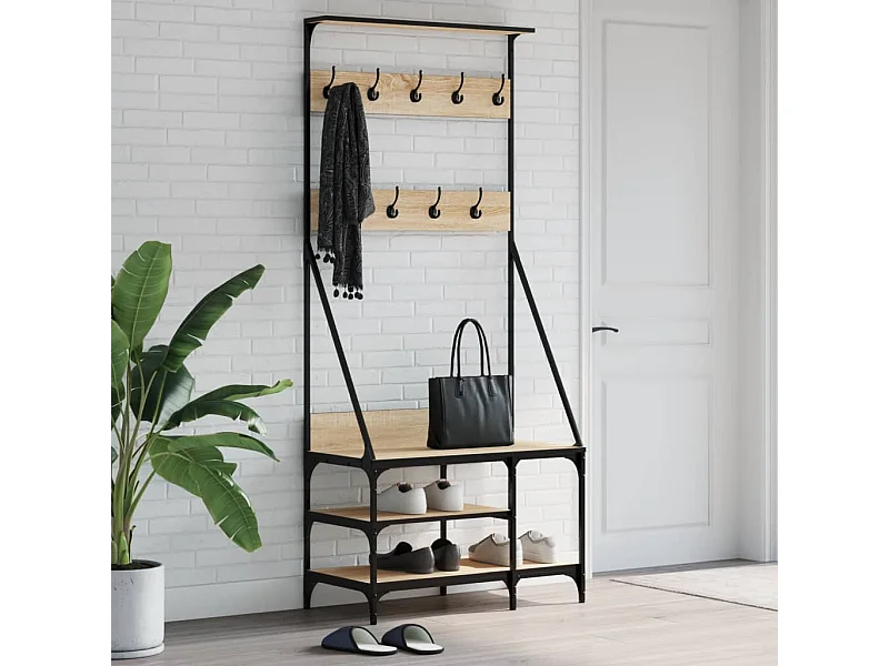 Porte-vêtements et rangement des chaussures chêne sonoma