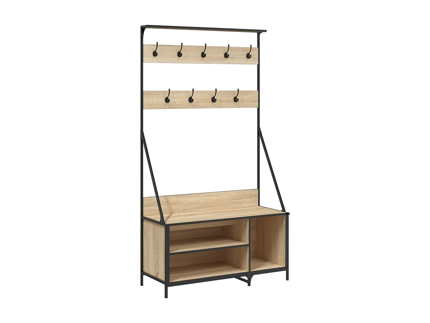 Appendiabiti e scarpiera in rovere Sonoma