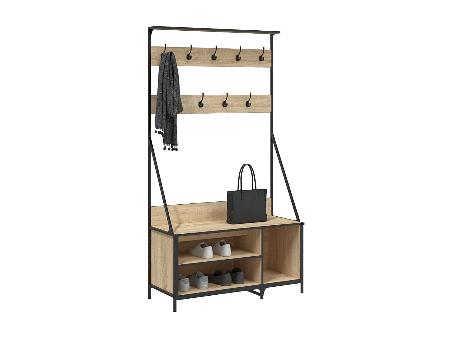 Appendiabiti e scarpiera in rovere Sonoma