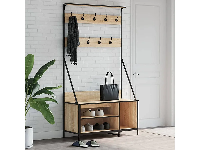 Cabideiro e sapateira em carvalho Sonoma