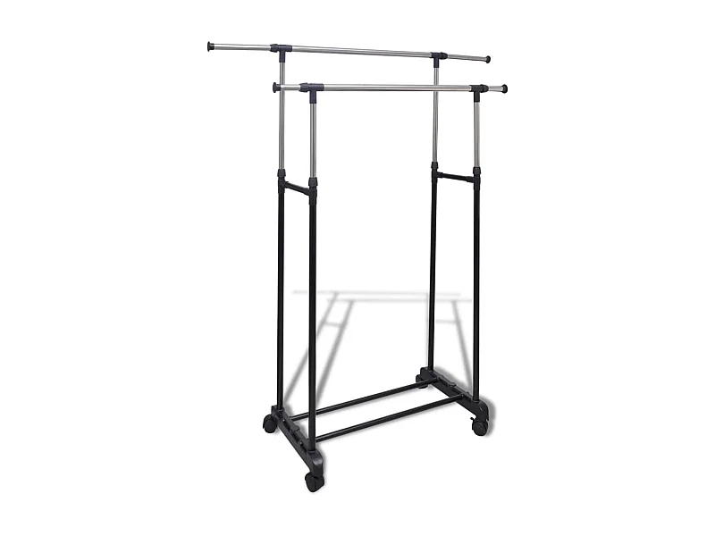 Cabide ajustável 4 rodízios 2 trilhos suspensos