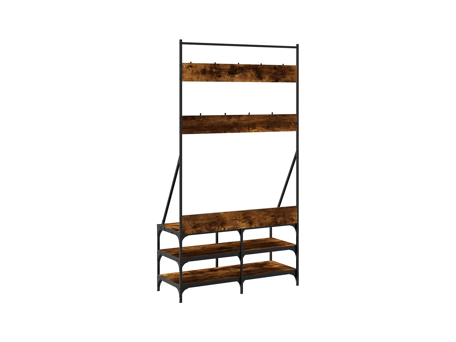 Appendiabiti e scarpiera in rovere affumicato