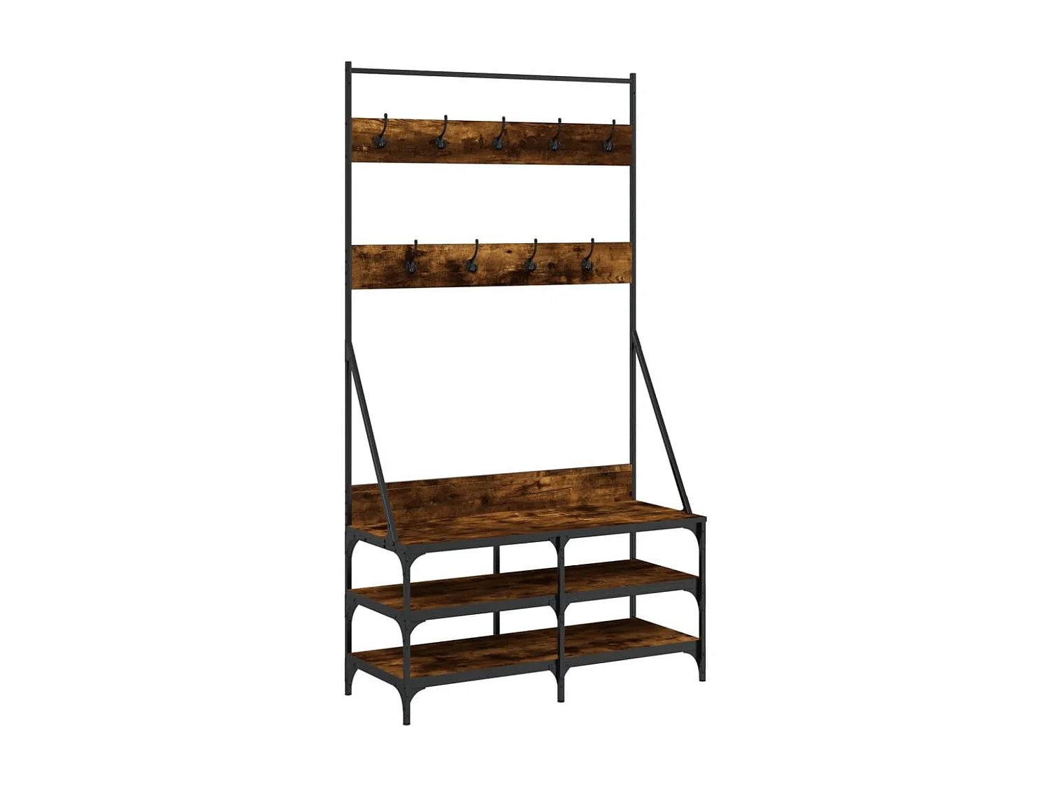 Porte-vêtements et rangement des chaussures chêne fumé