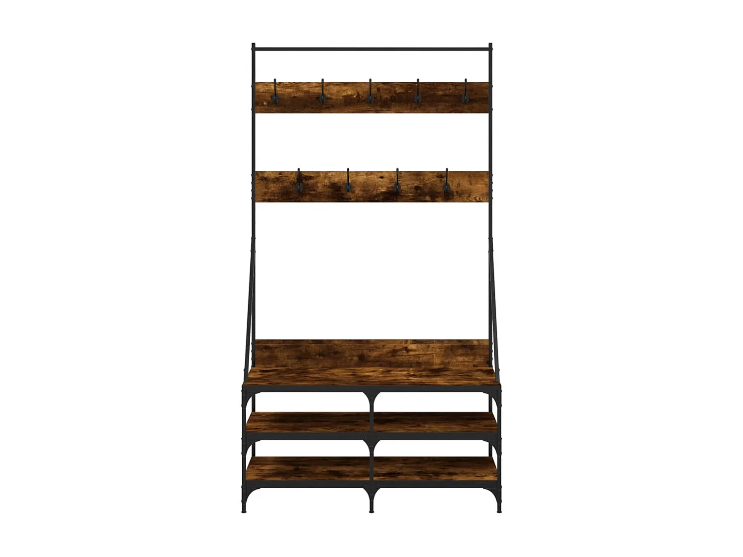 Porte-vêtements et rangement des chaussures chêne fumé