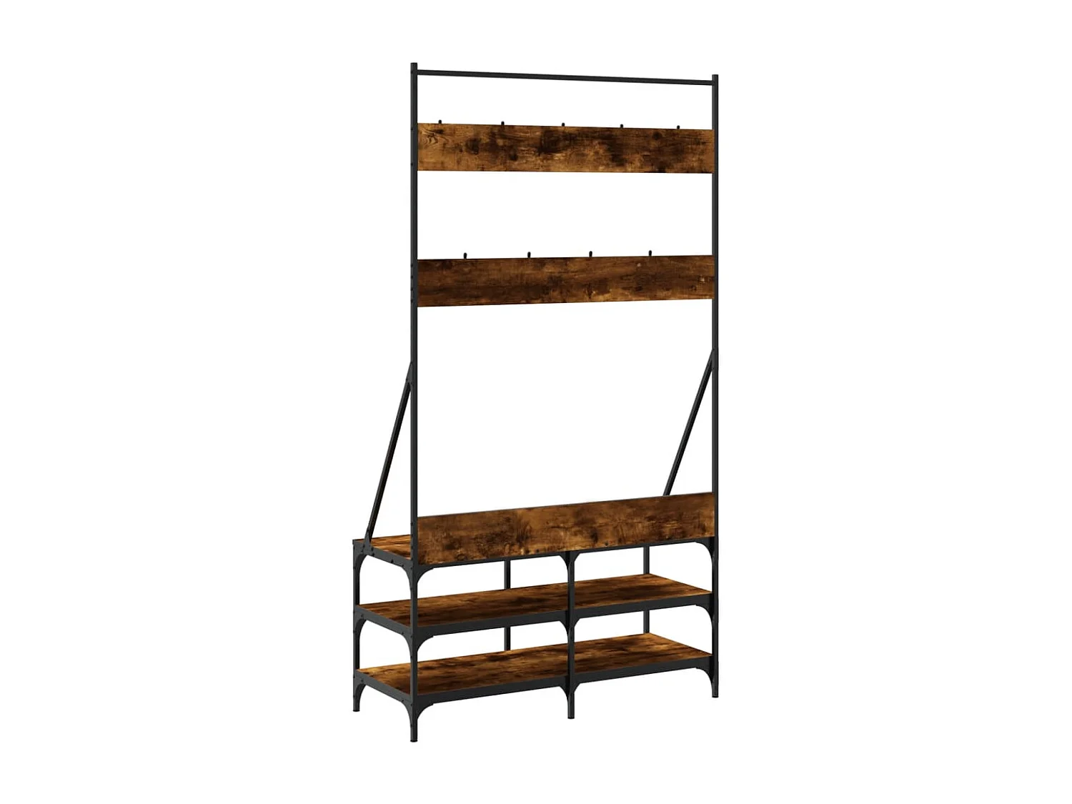 Porte-vêtements et rangement des chaussures chêne fumé