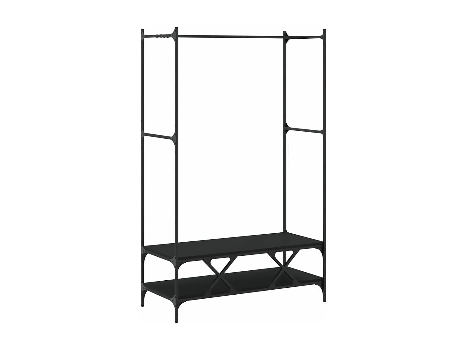 Porte-vêtements avec étagères noir bois d'ingénierie