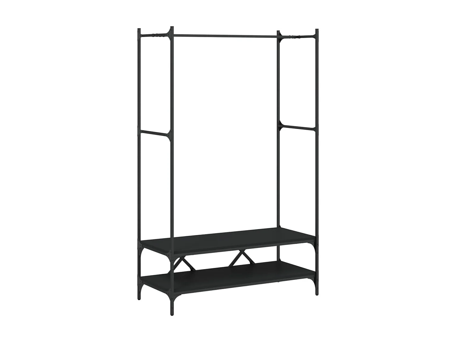 Porte-vêtements avec étagères noir bois d'ingénierie