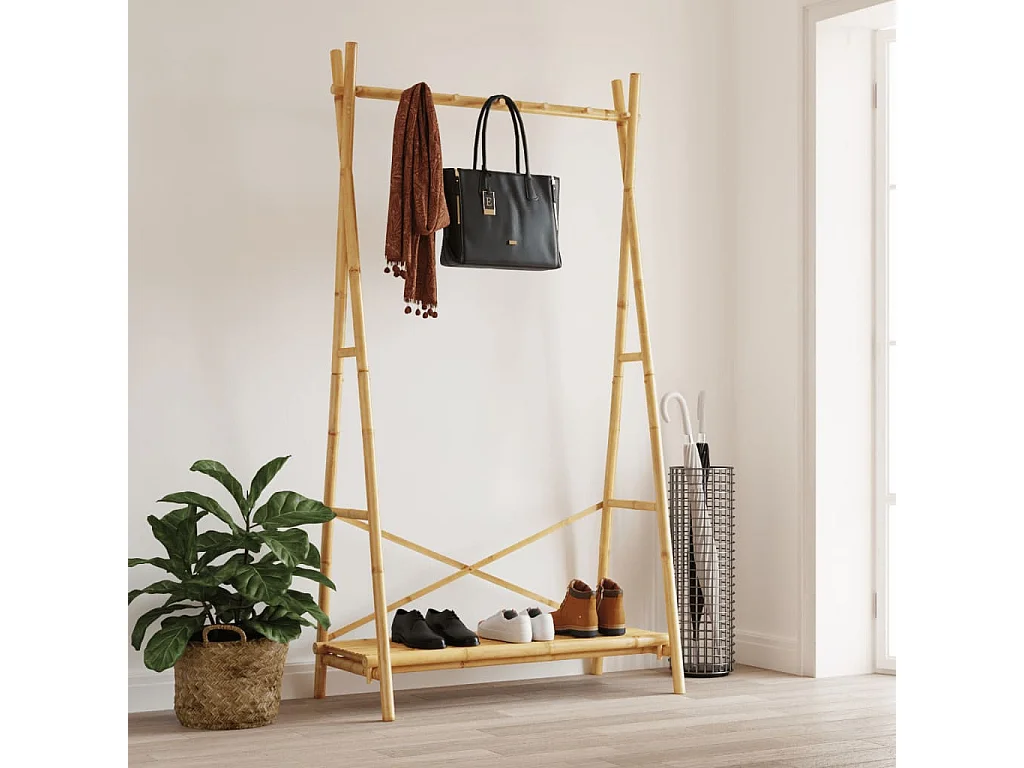 Porte-vêtement avec étagère 102x50x190 cm bambou