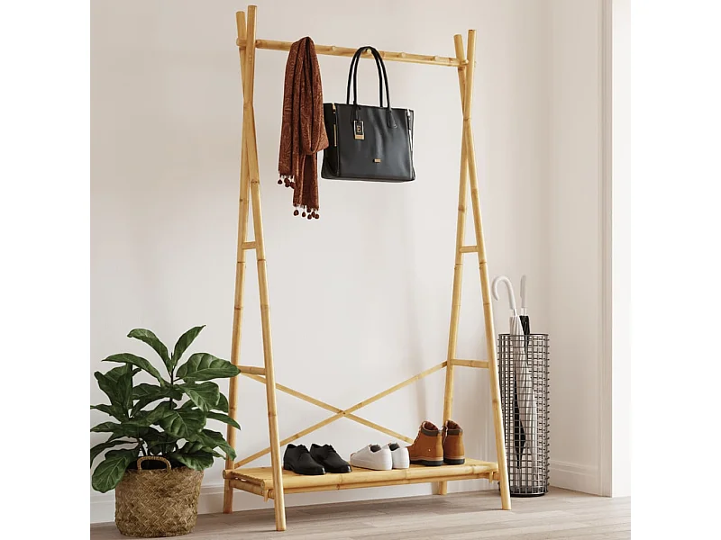 Porte-vêtement avec étagère 102x50x190 cm bambou