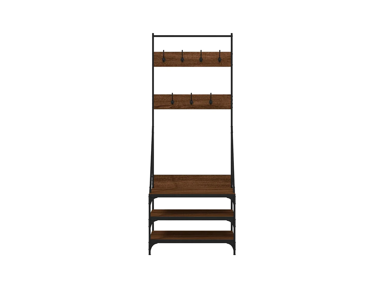 Porte-vêtements et rangement des chaussures chêne marron
