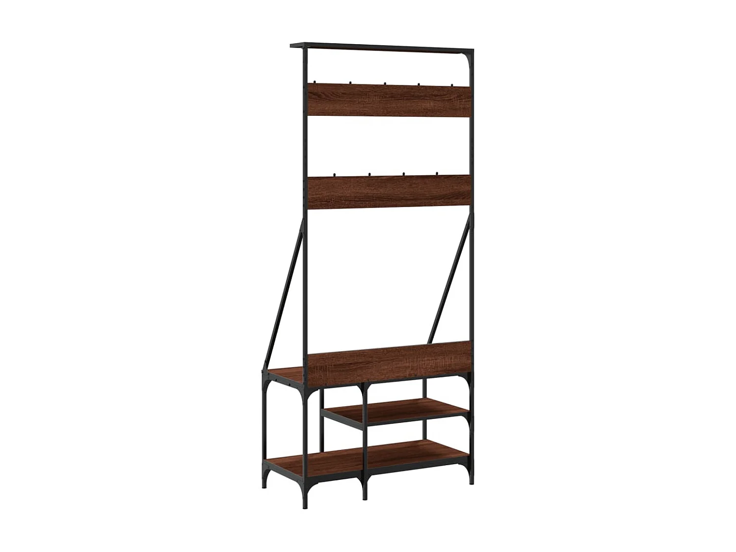 Porte-vêtements et rangement des chaussures chêne marron