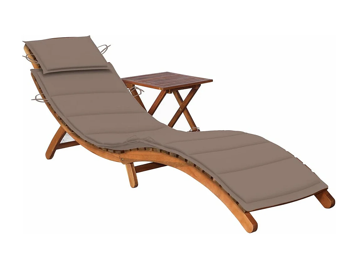 Espreguiçadeira de jardim com mesa e almofada Madeira de acácia