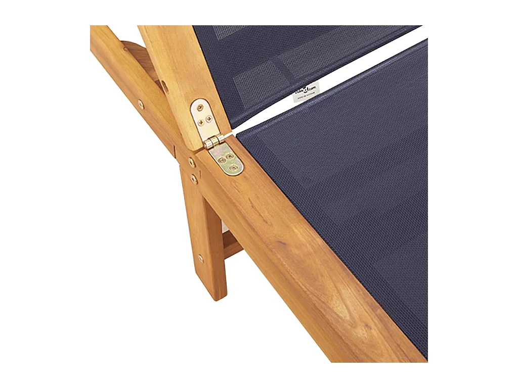 Ligstoelen set van 2 blauwe tafel acaciahout en textiel