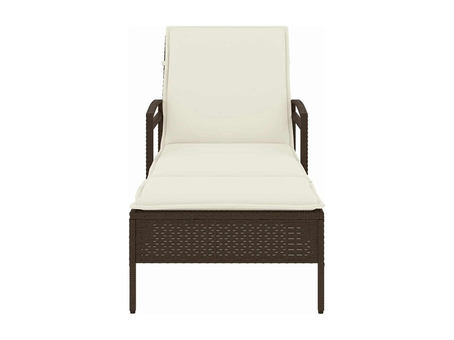 Chaise longue avec coussin marron 63x200x81 cm résine tressée