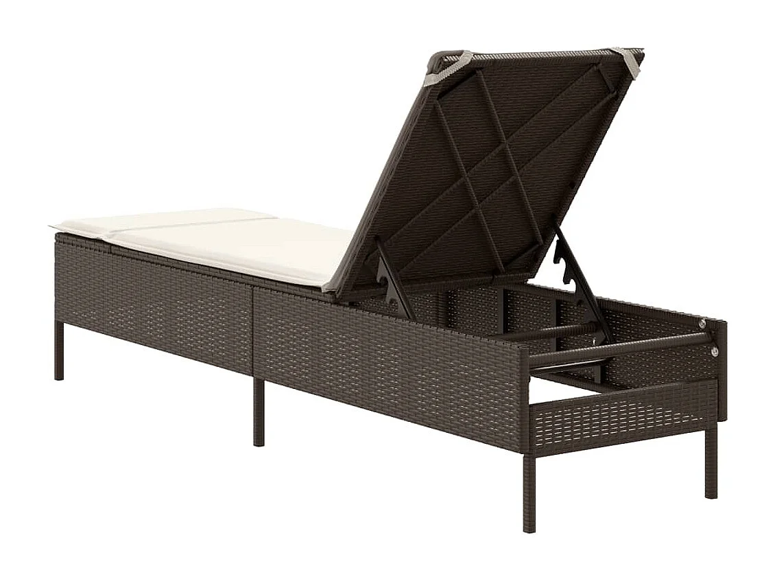 Poltrona lounge con cuscino in resina intrecciata marrone