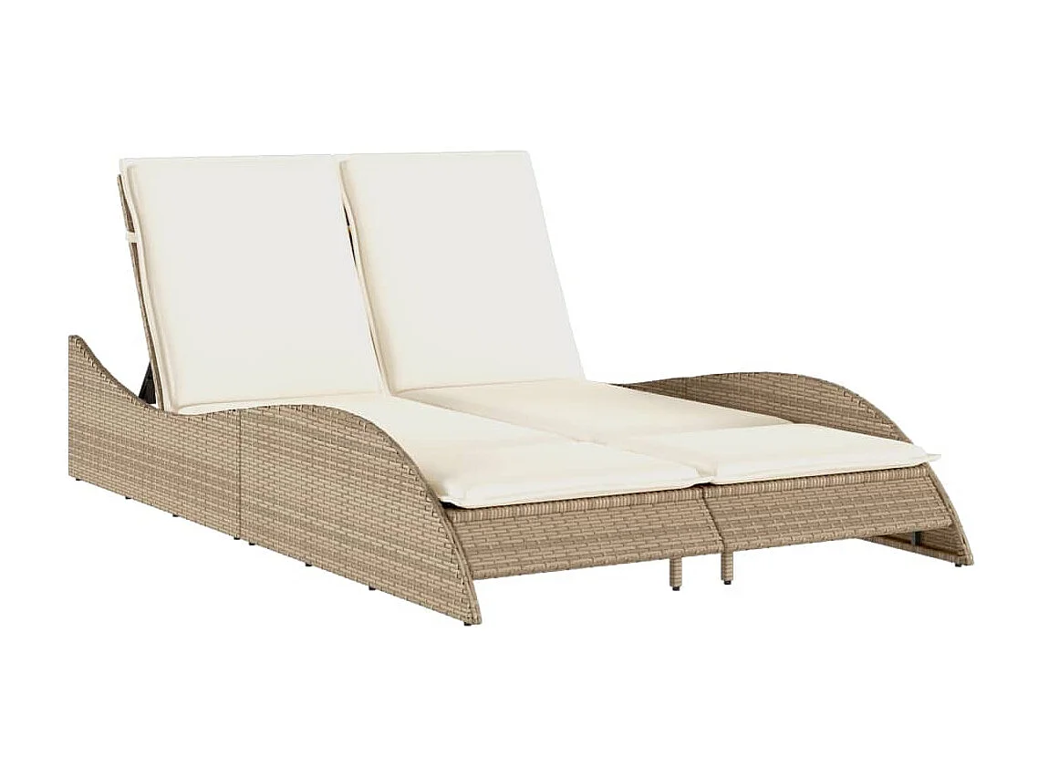 Sillón con cojines beige 114x205x73 cm resina tejida