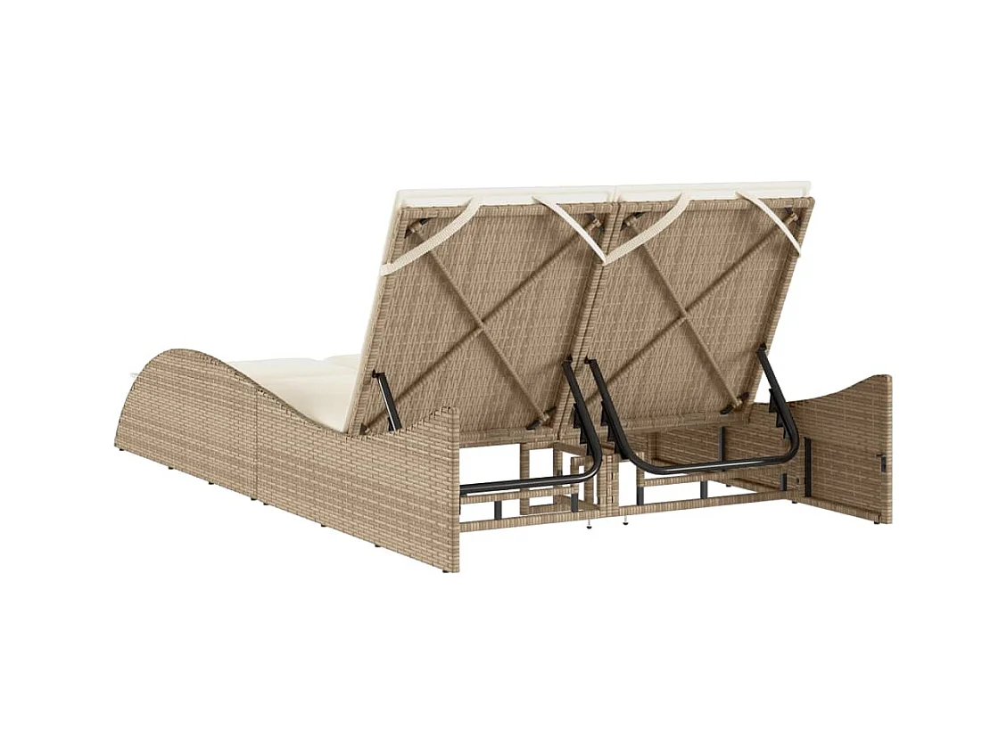 Sillón con cojines beige 114x205x73 cm resina tejida