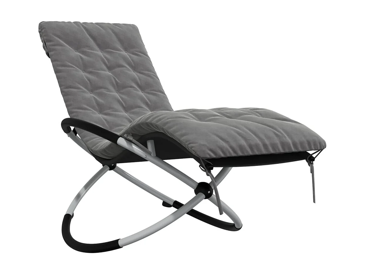 Chaise longue géométrique avec coussin noir et gris acier