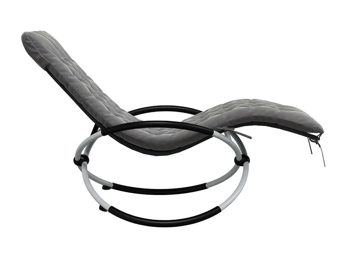 Chaise longue géométrique avec coussin noir et gris acier